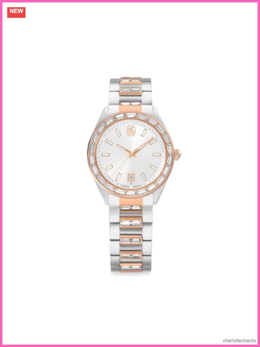 Swarovski Matrix Tennis Swiss Quartz Watch Rose Gold-Tone Stainless Steel